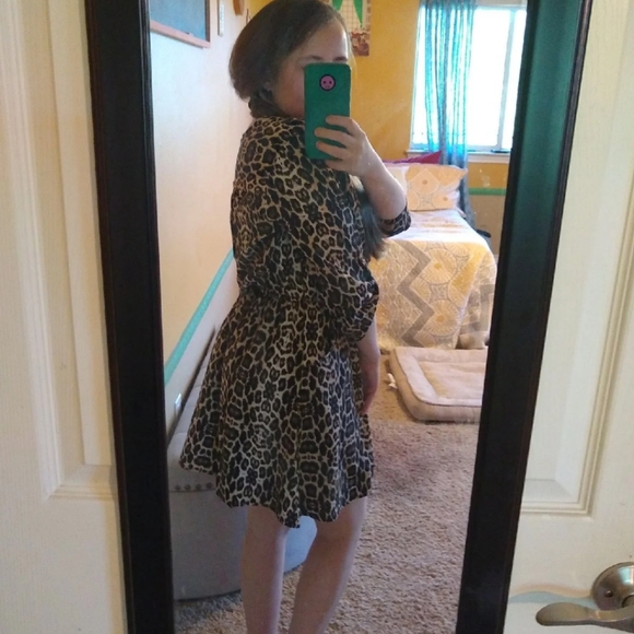 Leopard Print Quarter Zip Dress - Picture 2 of 4